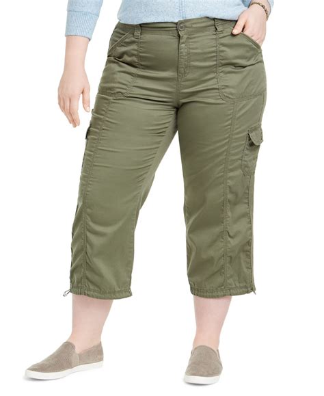 Style And Co Plus Size Cotton Bungee Cargo Capri Pants Created For Macy