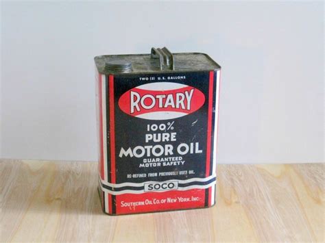 Vintage Motor Oil Can Rotary Motor Oil By Goldendaysantiques
