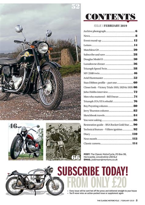 The Classic Motorcycle Magazine 46 2 February 2019 Subscriptions Pocketmags