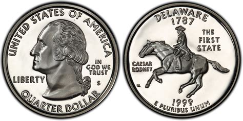 1999 S 25c Delaware Silver Dcam Proof Washington 50 States Quarters
