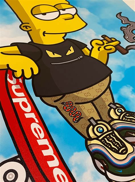 Simpsons Bart Supreme Skateboard Poster Print Gallery Wrapped Etsy