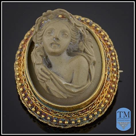 Antique Victorian Carved Lava Cameo Brooch Set in 10k Gold | Cameo brooch, Cameo jewelry, Cameo