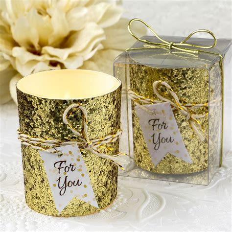 Silver Or Gold Glitter Candle Wedding Favors