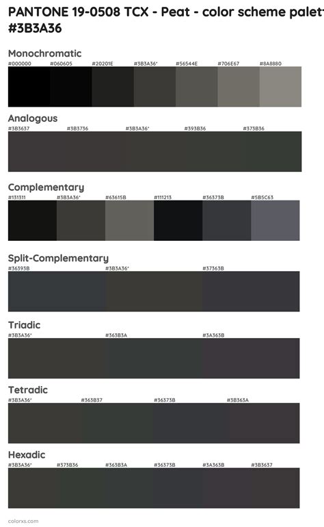 Pantone 19 0508 Tcx Peat Color Palettes And Color Scheme Combinations