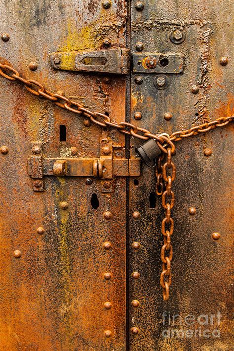 Rusty Locked Door Abstract Photograph Rusted Metal Antique Doors