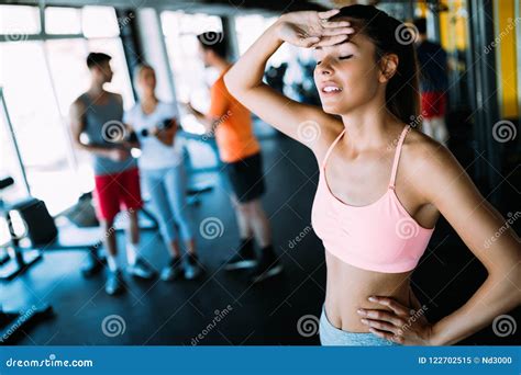 Portrait Of Tired Woman Having Rest After Workout Stock Image Image Of Female Practicing