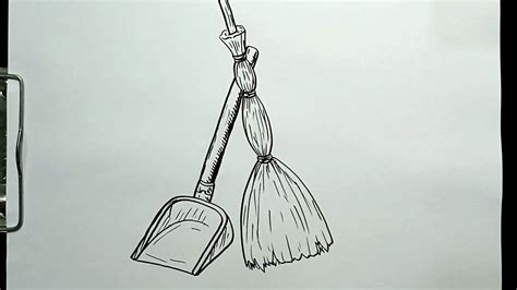 How To Draw Broom And Dustpan Youtube