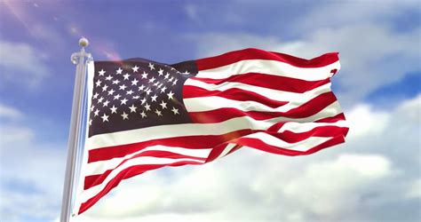 Photorealistic Flag Usa On Sky Background Stock Footage Video 100