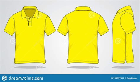 Blank Yellow Short Sleeves Polo Shirt Template Vector Stock