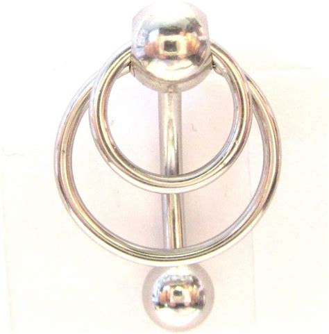 Surgical Steel Double Hoop Dangle Barbell Vch Clit Clitoral