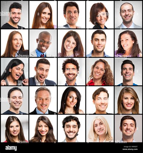 Collection Of Happy People Faces Stock Photo Alamy