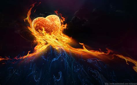 Download Flaming Passionate Heart Wallpaper