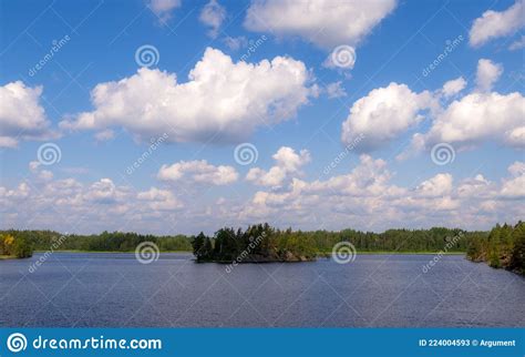 Rocky Island On A Forest Lake Stock Image Image Of Sunlight Forest