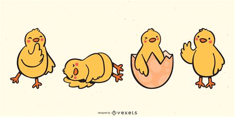 Cute Chick Cartoon Designs Vector Download
