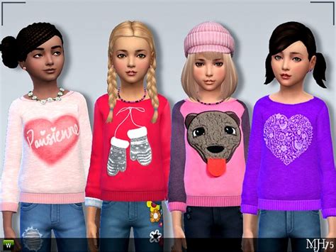 S4 Sweet Child Sweaters By Margeh 75 At Sims Addictions Sims 4 Updates