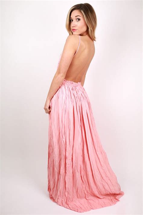 The Grand Reveal In Peach Dresses Backless Dress Formal Floral Maxi