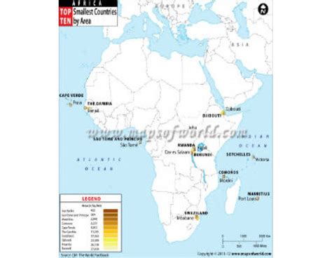 Buy Printed Top Ten Smallest African Countries By Area Maps