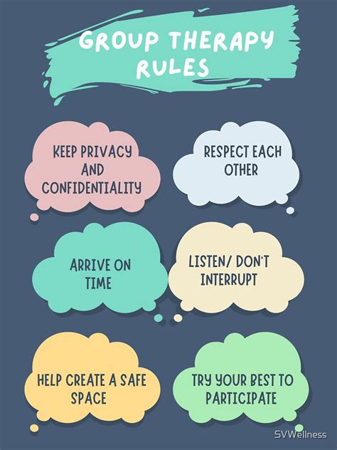 Group Therapy Rules Poster Sticker For Sale By Svwellness Redbubble