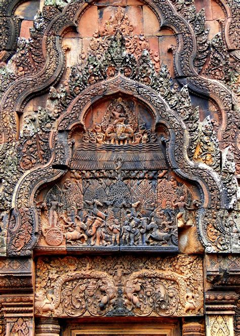 Ancient Art — Carvings On Banteay Srei A Cambodian Temple