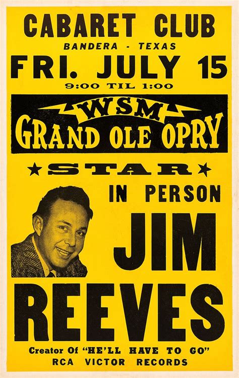 Jim Reeves 1960 Bandera Jim Reeves Music Concert Posters Concert Posters