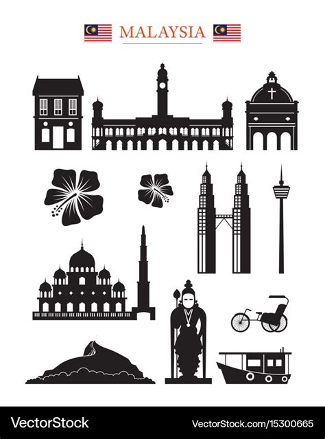Malaysia Landmarks Architecture Building Object Vector Image