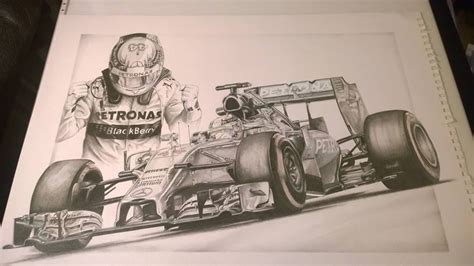 My Latest Drawing Of Lewis Hamilton And His Mercedes F1 Car Hamilton