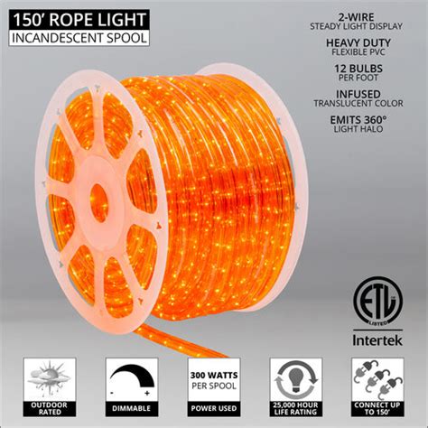 150 Orange Rope Light 2 Wire 12 120 Volt Yard Envy