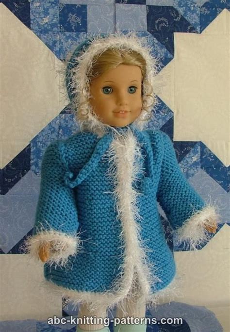 abc knitting patterns faux fur trimmed coat for american girl doll