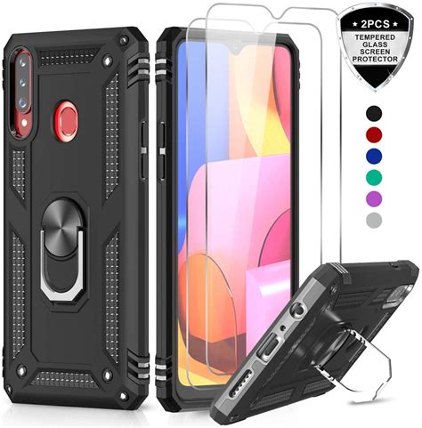 Leyi For Samsung Galaxy A20s Case With Tempered Glass Screen Protector