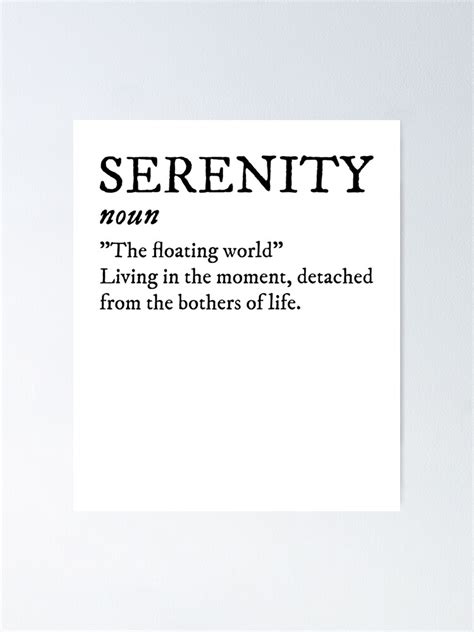 Serenity Noun Definition Aa Na Poster By Eyeopener Redbubble
