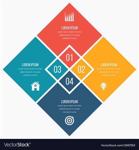 Infographics Template Four Options With Square Vector Image