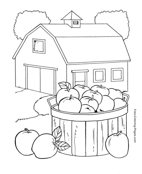 Apple Harvest Farm Coloring Page