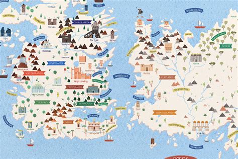 A Map Of The Game Of Thrones With All Its Locations And Their Names On It