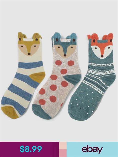 3pairs Lot Cartoon Fox Socks Cute Fox Pattern Woman Socks Lovely Fox Socks Fox Socks Cute Fox