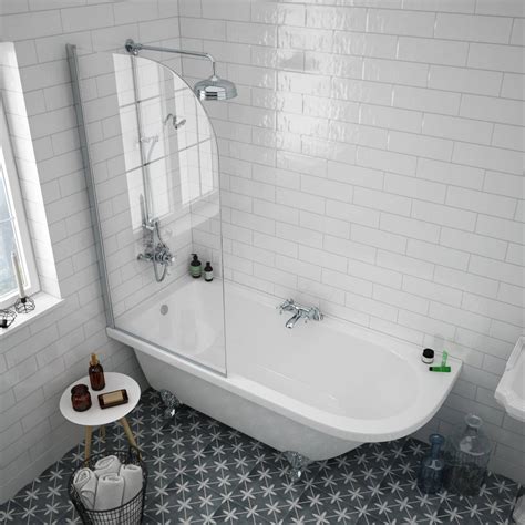 Appleby Roll Top Shower Bath With Screen Chrome Leg Set