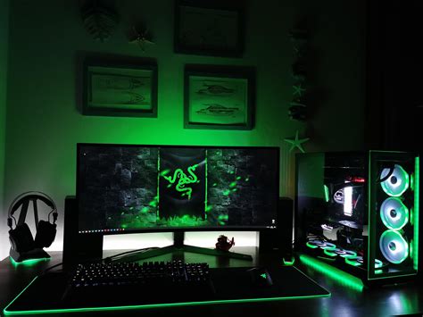 My Razer Themed Setup Is Here Video Game Room Design Gaming Room