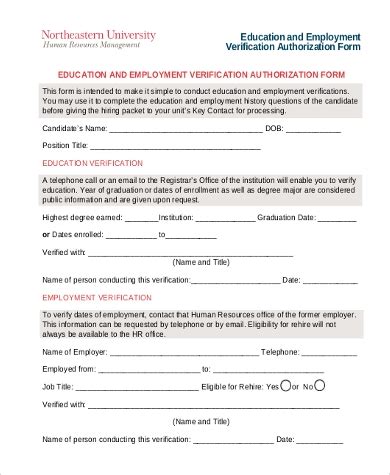 sample work authorization forms
