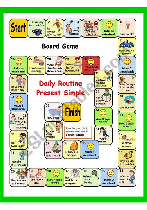 Present Simple Daily Routine Part 4 2 Games Board