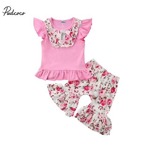 2018 Brand New Floral Toddler Infant Kid Baby Girl Outfit Clothes T