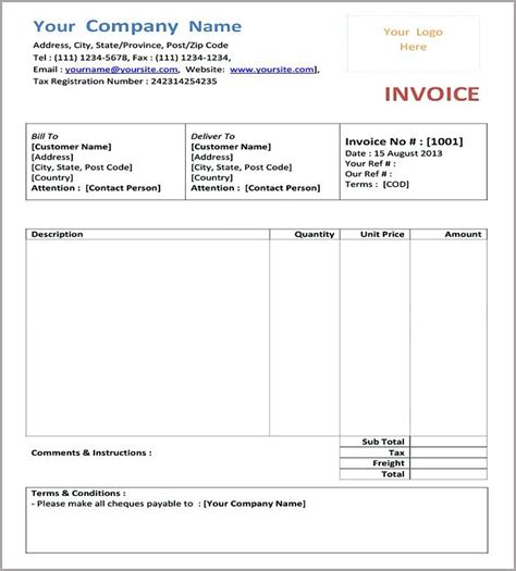 Basic Invoice Template And General Writing Guidelines To Help You Artofit