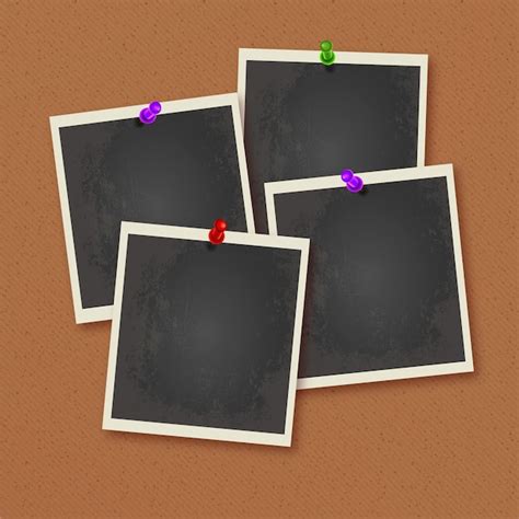 Polaroid Photo Frames Pinned On Wall Vector Free Download