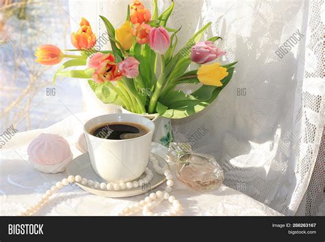 Cup Coffee Flowers On Image And Photo Free Trial Bigstock