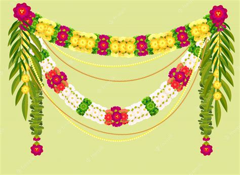 Premium Vector Mala Traditional Indian Decoration Garland Of Flowers