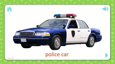 Police Car Transportation Flashcards For Kids Youtube