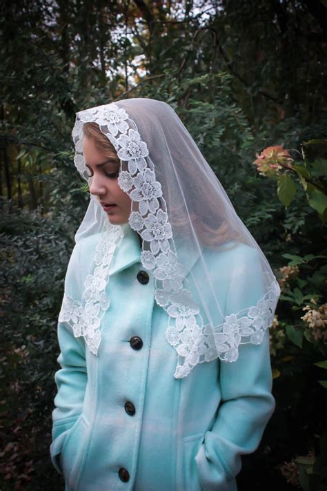 Evintage Veils~ Our Lady Of Guadalupe Floral Cream White Or Black