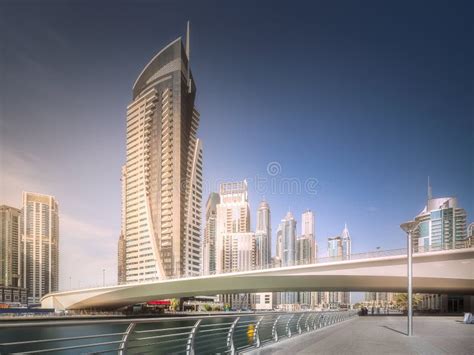 Day View Of Dubai Marina Bay With Bridge Uae Stock Image Image Of