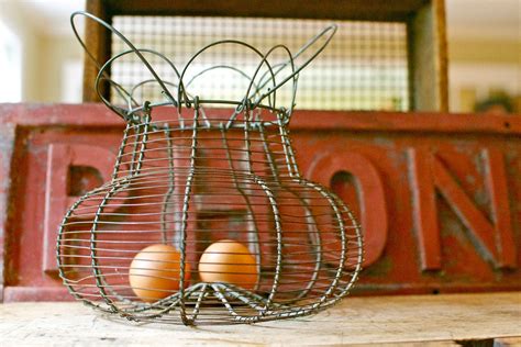 Antique Early Vintage French Wire Egg Basket Wire Egg Basket Egg