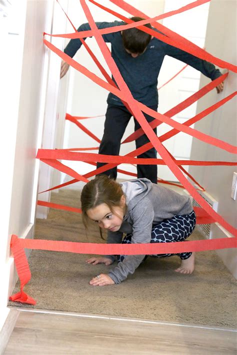 Make A Hallway Laser Maze Easy Inexpensive Indoor Activity For Kids