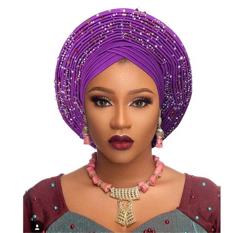 Traditional African Head Wraps African Headtie For Woman Nigerian Gele