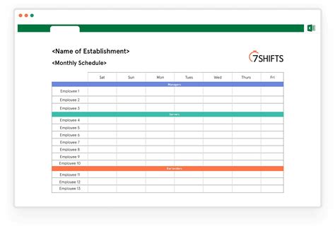 Monthly Employee Schedule Template Excel Addictionary